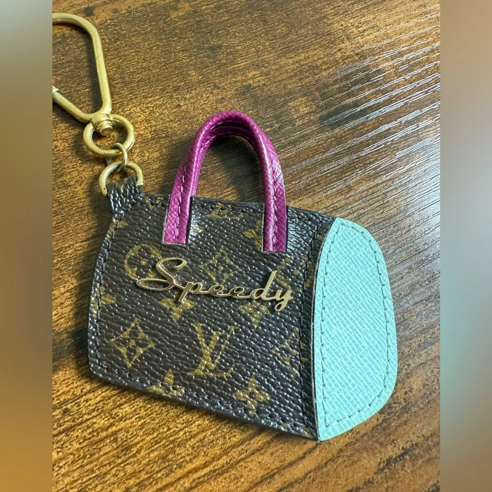 Louis Vuitton Brown and Gold Key Holder with Pink and Blue Accents - Picture 3 of 9